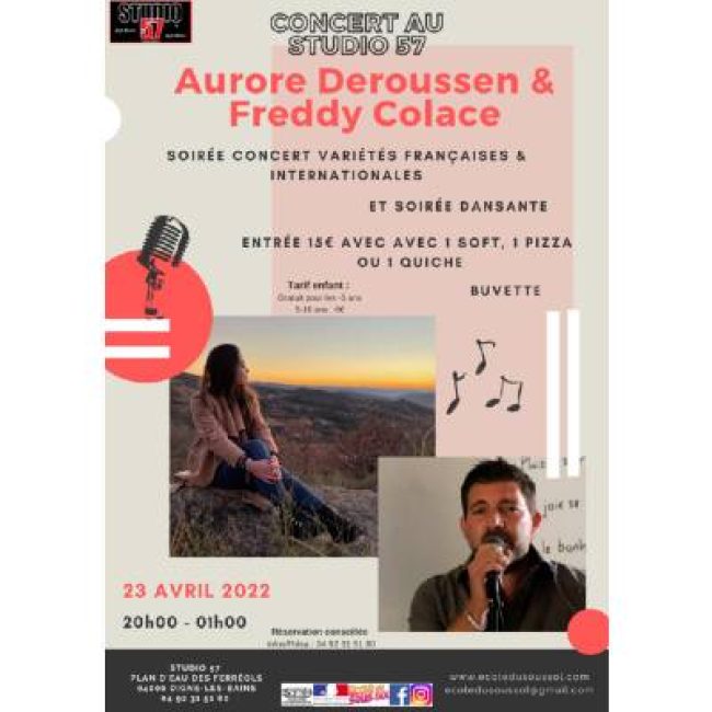 Digne les Bains. Concert : Aurore Deroussen et Freddy Colace