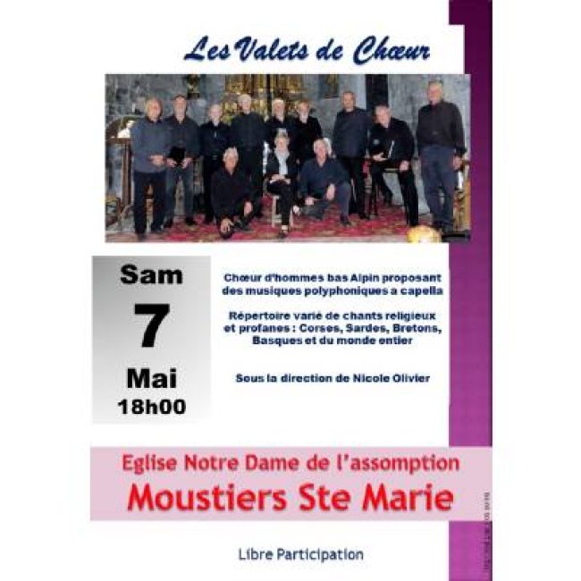 Concert a capella avec Les Valets de Chœur à Moustiers Sainte Marie